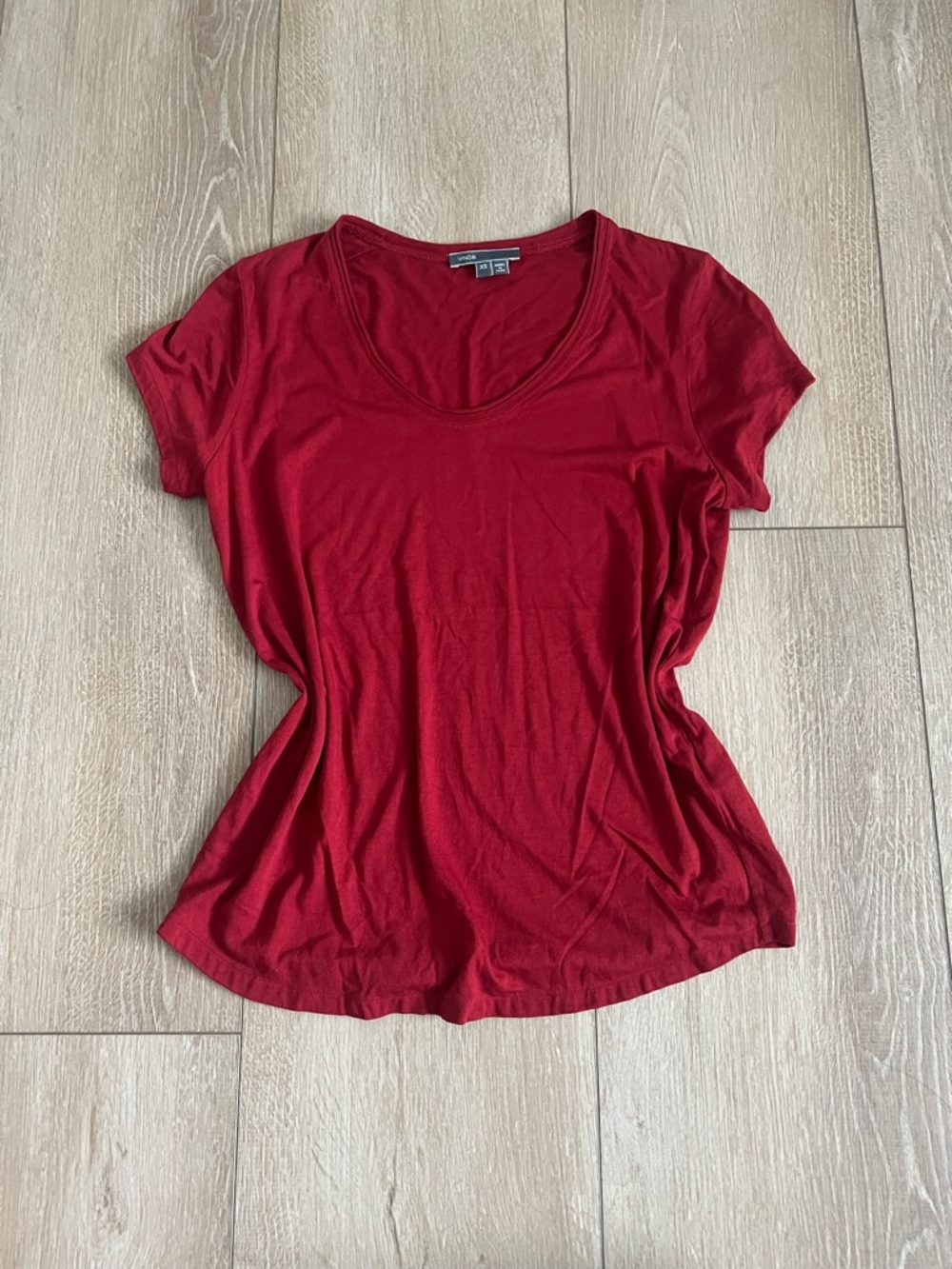 Vince. Women's Pima Cotton Modal Blend Short Sleeve Red T-Shirt - Size XS